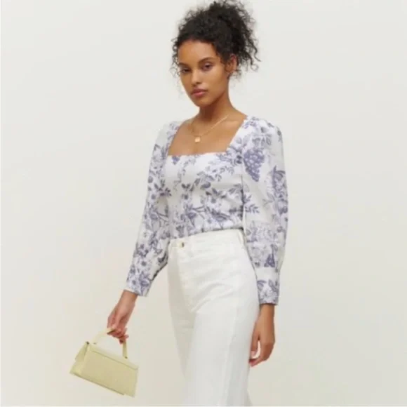NEW Reformation Stilton Linen Top Carla 10 - Picture 15 of 17